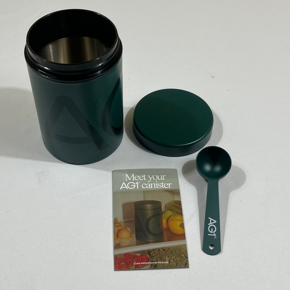 Athletic Greens AG1 Canister Set Green Metal Storage Jar with Scoop